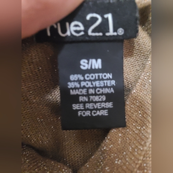 Rue 21 Gold Metallic Sequin Striped Going Out Tank Top - Picture 3 of 3